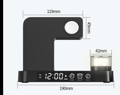 3 In 1 Multifunction Wireless Charger Station With Alarm Clock Display Foldable Wireless Charger Stand With RGB Night Light