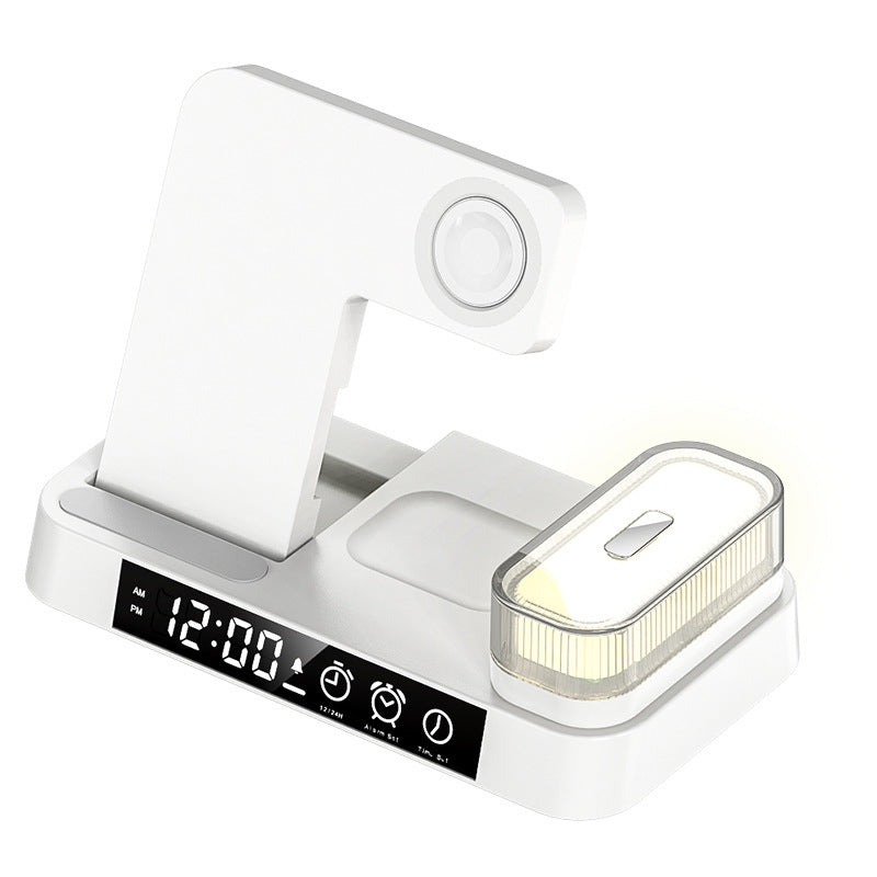 3 In 1 Multifunction Wireless Charger Station With Alarm Clock Display Foldable Wireless Charger Stand With RGB Night Light